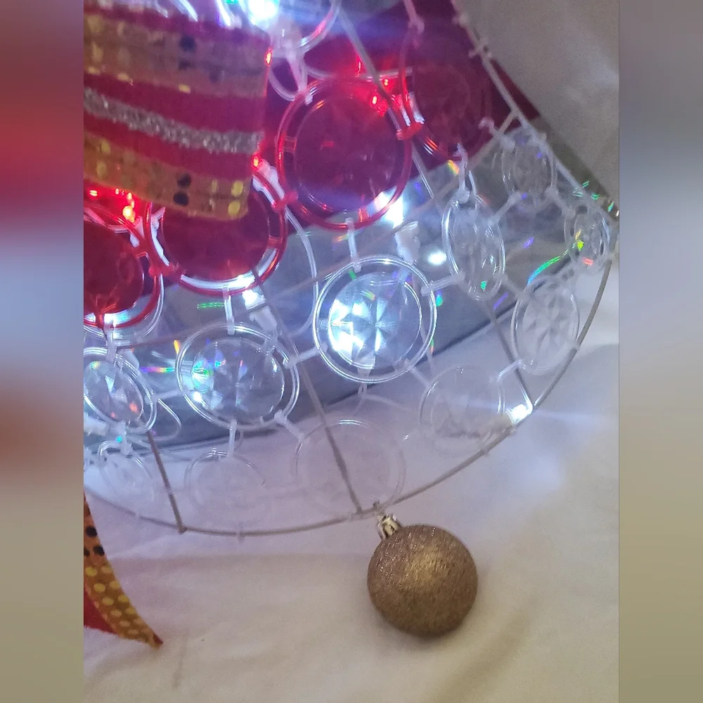 LED Crystal Disc Twin Bells Vtg 2000 Indoor Outdoor Hanging Light Display